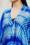 Kommal Sood Blue Satin Tie And Dye V Neck Asymmetric Tunic at Aza Fashions Kommal Sood_Blue Satin Tie And Dye V Neck Asymmetric Tunic _at_Aza_Fashions
