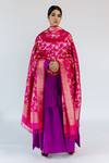 Buy_Mimamsaa_Pink Kinjal Pure Banarasi Silk Dupatta_at_Aza_Fashions