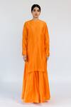 Buy Mimamsaa Orange Chanderi Silk Plain Round Pitambara Kurta And Pant Set at Aza Fashions Buy_Mimamsaa_Orange Chanderi Silk Plain Round Pitambara Kurta And Pant Set _at_Aza_Fashions