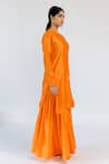 Mimamsaa Orange Chanderi Silk Plain Round Pitambara Kurta And Pant Set Online at Aza Fashions Mimamsaa_Orange Chanderi Silk Plain Round Pitambara Kurta And Pant Set _Online_at_Aza_Fashions
