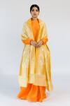 Buy_Mimamsaa_Yellow Pure Banarasi Silk Woven Floral Pitambara Dupatta  _at_Aza_Fashions