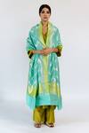 Buy_Mimamsaa_Blue Pure Banarasi Silk Woven Floral Kiran Dupatta  _at_Aza_Fashions