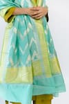 Mimamsaa_Blue Pure Banarasi Silk Woven Floral Kiran Dupatta  _at_Aza_Fashions