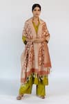 Buy_Mimamsaa_Peach Pure Banarasi Silk Woven Floral Kiran Dupatta  _at_Aza_Fashions