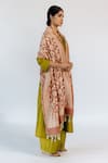 Mimamsaa_Peach Pure Banarasi Silk Woven Floral Kiran Dupatta  _Online_at_Aza_Fashions