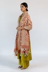 Buy_Mimamsaa_Peach Pure Banarasi Silk Woven Floral Kiran Dupatta  _Online_at_Aza_Fashions