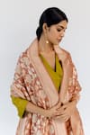 Shop_Mimamsaa_Peach Pure Banarasi Silk Woven Floral Kiran Dupatta  _Online_at_Aza_Fashions