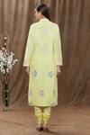 Shop_Aiman_Yellow Chanderi Thread Band Embroidered Kurta Set_at_Aza_Fashions