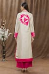 Shop_Aiman_Beige Chanderi Applique Band Kurta And Pant Set_at_Aza_Fashions