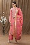 Buy_Aiman_Pink Chanderi Thread Band Kurta Pant Set_at_Aza_Fashions