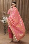 Buy_Aiman_Pink Chanderi Thread Band Kurta Pant Set_Online_at_Aza_Fashions