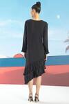 Shop_Pleats By Aruni_Black Crepe Round Asymmetric Ruffle Hem Dress_at_Aza_Fashions