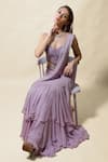 Buy_Asaga_Purple Choli Silk, Drape Skirt Radha Pre-draped Lehenga Saree With Blouse _at_Aza_Fashions