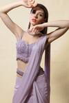 Shop_Asaga_Purple Choli Silk, Drape Skirt Radha Pre-draped Lehenga Saree With Blouse _Online_at_Aza_Fashions