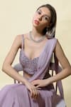 Asaga_Purple Choli Silk, Drape Skirt Rasika Pre-draped Lehenga Saree With Blouse _at_Aza_Fashions