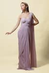 Buy_Asaga_Purple Chiffon Lining Shantoon One Shoulder Yasha Gown _at_Aza_Fashions