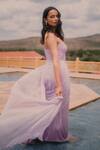Shop_Asaga_Purple Chiffon Lining Shantoon One Shoulder Yasha Gown _at_Aza_Fashions