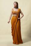 Buy_Asaga_Yellow Blouse Silk And Saree Georgette Lining Shantoon Gopika Pre-draped With _at_Aza_Fashions