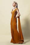 Buy_Asaga_Yellow Blouse Silk And Saree Georgette Lining Shantoon Gopika Pre-draped With _Online_at_Aza_Fashions