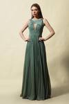 Buy_Asaga_Green Shantoon Gamya Draped Ruched Gown_at_Aza_Fashions