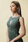 Asaga_Green Shantoon Gamya Draped Ruched Gown_at_Aza_Fashions