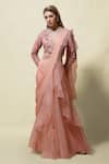 Buy_Asaga_Pink Blouse: Silk Lehenga: Organza Rati Ruffle Pre-draped Saree With For Women_at_Aza_Fashions
