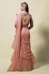 Shop_Asaga_Pink Blouse: Silk Lehenga: Organza Rati Ruffle Pre-draped Saree With For Women_at_Aza_Fashions