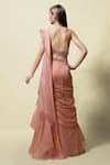 Shop_Asaga_Pink Blouse: Silk Lehenga: Organza Srisa Ruffle Pre-draped Saree With For Women_at_Aza_Fashions