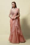 Buy_Asaga_Pink Blouse: Silk Lehenga: Organza Srisa Ruffle Pre-draped Saree With For Women_Online_at_Aza_Fashions