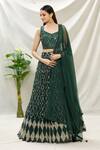 Buy_Naintara Bajaj_Green Raw Silk Printed Bandhani Round Lehenga Set_at_Aza_Fashions