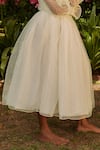 Shop_Dania Siddiqui_White Organza, Tulle, Satin Polka Dots Skirt _at_Aza_Fashions