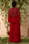 Shop_Dania Siddiqui_Red Georgette Embroidery Sequin Cape Open And Sharara Set  _at_Aza_Fashions