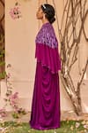 Dania Siddiqui_Purple Georgette Embroidery Sequin Open Cape With Gown  _Online_at_Aza_Fashions