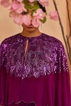 Buy_Dania Siddiqui_Purple Georgette Embroidery Sequin Open Cape With Gown  _Online_at_Aza_Fashions