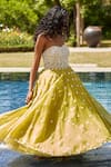 Dania Siddiqui_Yellow Tulle, Satin, Silk Organza Floral, Sequin, Glass Pearl Embroidered Gown _Online_at_Aza_Fashions