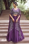 Buy Charu And Vasundhara Purple Blouse Tussar, Kimono Paper Silk, Skirt Organza Rahila Set With at Aza Fashions Buy_Charu And Vasundhara_Purple Blouse Tussar, Kimono Paper Silk, Skirt Organza Rahila Set With _at_Aza_Fashions
