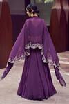 Shop_Charu and Vasundhara_Purple Blouse Tussar Skirt And Cape Organza Embroidered Ryley Lehenga & Set _at_Aza_Fashions