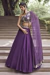 Charu and Vasundhara_Purple Rida Skirt And One Shoulder Draped Blouse Set_Online_at_Aza_Fashions