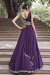 Shop_Charu and Vasundhara_Purple Blouse Tussar Embroidered Floral Rupanzel Draped Jacket And Lehenga Set _at_Aza_Fashions