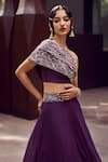 Charu and Vasundhara_Purple Blouse Tussar Embroidered Floral Motifs One Rihanna And Skirt Set _Online_at_Aza_Fashions