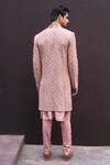 Shop_Charu And Vasundhara_Pink Churidar Cotton Silk, Sherwani Bamberg Floral Rohak Hand Embroidered Set _at_Aza_Fashions