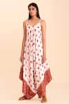 Buy_Pasha India_Pink Rayon Slub Printed Floral Motifs V Neck Gulaal Palazzo Jumpsuit _at_Aza_Fashions