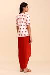 Shop_Pasha India_Red Rayon Slub Floral Motifs Round Jiya Draped Skirt Set With Jacket_at_Aza_Fashions