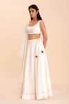 Buy_Pasha India_White Rayon Slub Printed Floral Motifs Scoop Neck Tulua Lehenga Set _Online_at_Aza_Fashions