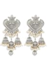 Buy_Heer-House Of Jewellery_Silver Plated Pearls Teenladi Jhumkas_at_Aza_Fashions