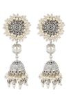 Buy_Heer-House Of Jewellery_Silver Plated Pearls Droplet Jhumkas_at_Aza_Fashions