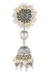 Heer-House Of Jewellery_Silver Plated Pearls Droplet Jhumkas_Online_at_Aza_Fashions