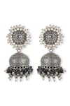 Buy_Heer-House Of Jewellery_Silver Plated Stones Pearl Carved Jhumkas_at_Aza_Fashions