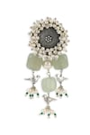 Heer-House Of Jewellery_Silver Plated Stones Sage Brid Dangler Earrings_Online_at_Aza_Fashions