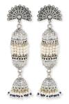 Buy_Heer-House Of Jewellery_Silver Plated Semi-precious Gems Manara Embellished Jhumkas_at_Aza_Fashions